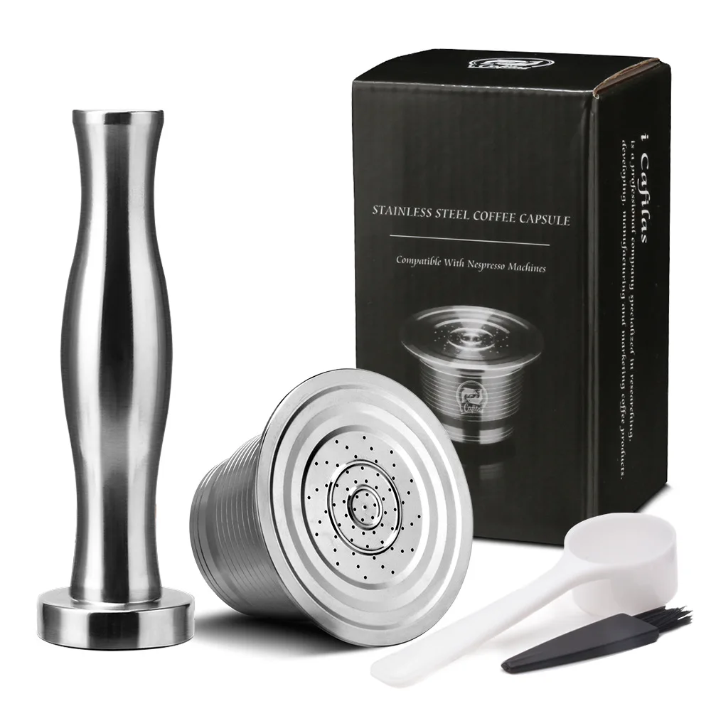 

Coffee Filter Nespresso Refillable Capsule Reusable Coffee Capsule Stainless Steel Coffee filters and Dripper Steel Tamper