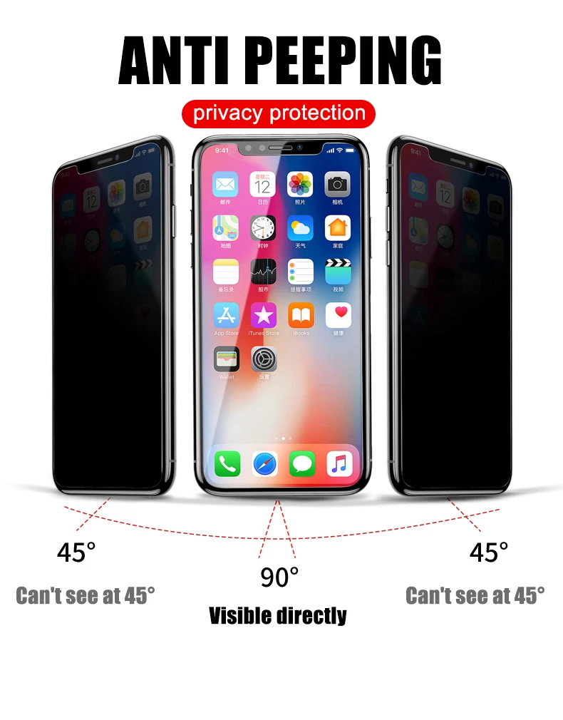 Защищающий от подсматривания закаленное Стекло для iPhone 11 Pro XS Max Защитное стекло для сохранения личной информации пленка для iPhone 6, 6 S, 7, 8plus X XR защитный Стекло