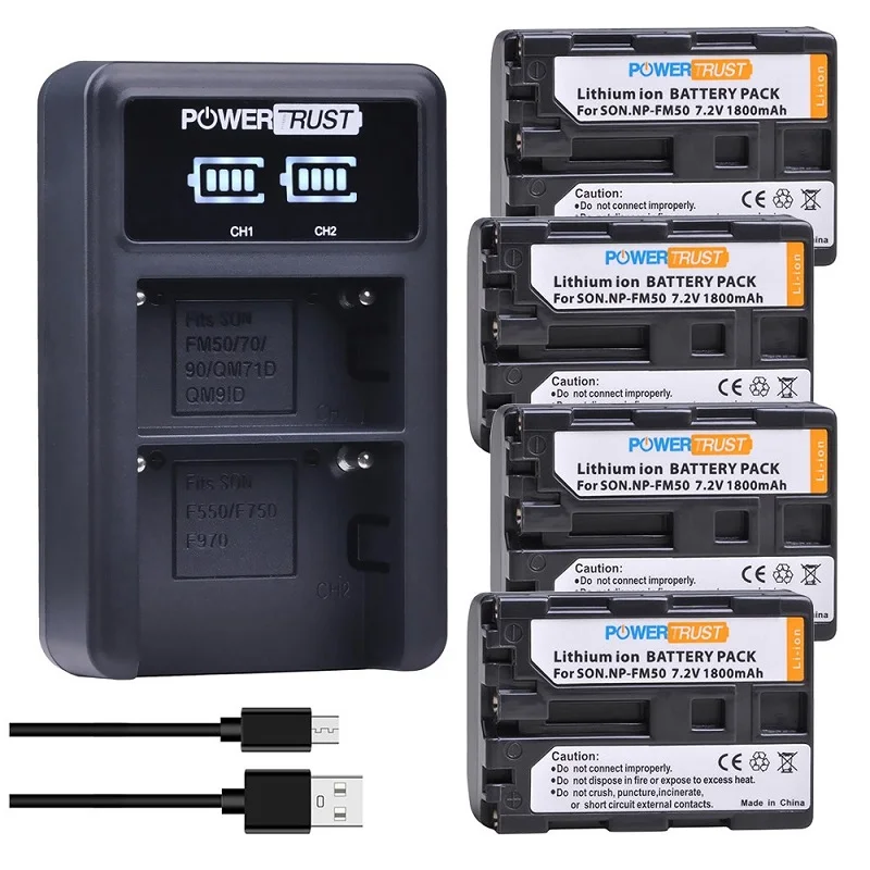 NP-FM50 Batteries and Dual Charger for Sony NP-FM30 NP-FM51 NP-QM50 NP-QM51 NP-FM55H Battery, Sony Camcorder/Camera HDR-HC1 etc 