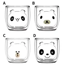 Милая мультяшная двухслойная стеклянная кружка из боросиликатного термостойкого стекла, Офисная чашка, домашние настольные чашки, теплоизоляционные чашки для чая, молока, кофе