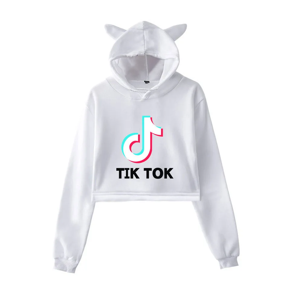 2019 New Style Tik Tok Douyin Loose And Plus-sized Cat Ears WOMEN'S Dress Hooded Navel Hoodie