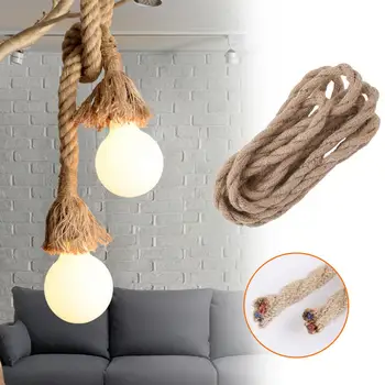 

Retro Vintage Hemp Rope Wire Fabric Electrical Cord Lighting Accessories 2.5M