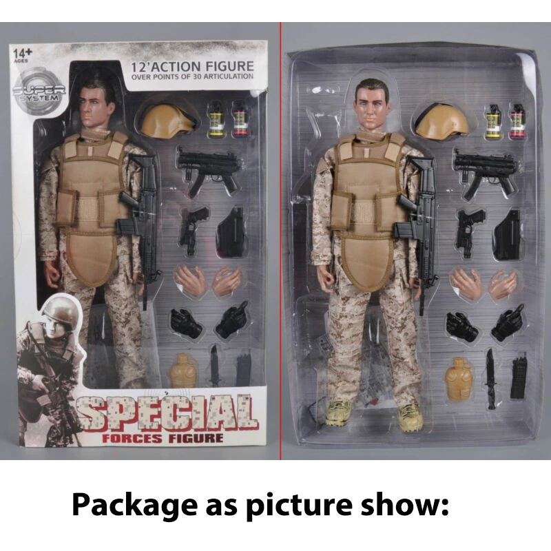 1:6 Scale Military Desert ACU Special Forces Combat Suit Soldier Figure Body Toy 