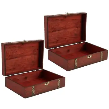 

2Pcs Creative Jewelry Storage Box Retro Packaging Box Delicate Cosmetics Storage Container for Party Home Bedroom Without Lock