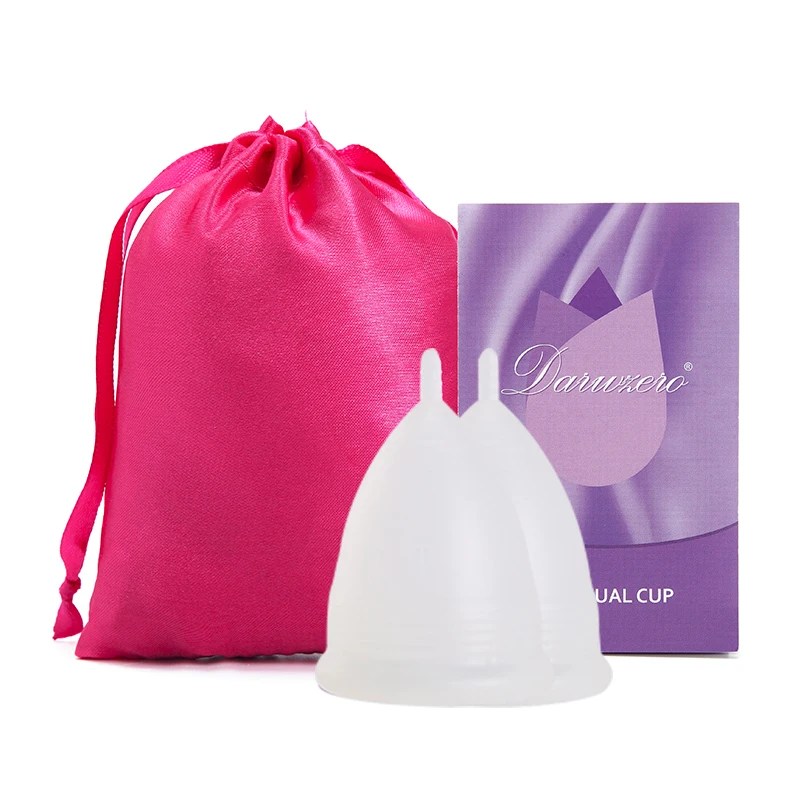 Превосходная женская гигиеническая менструальная чашка, медицинская силиконовая менструальная чашка, многоразовая менструальная чашка для женщин и женщин, менструальная копа - Цвет: 2Pcs-1Clothbag-White