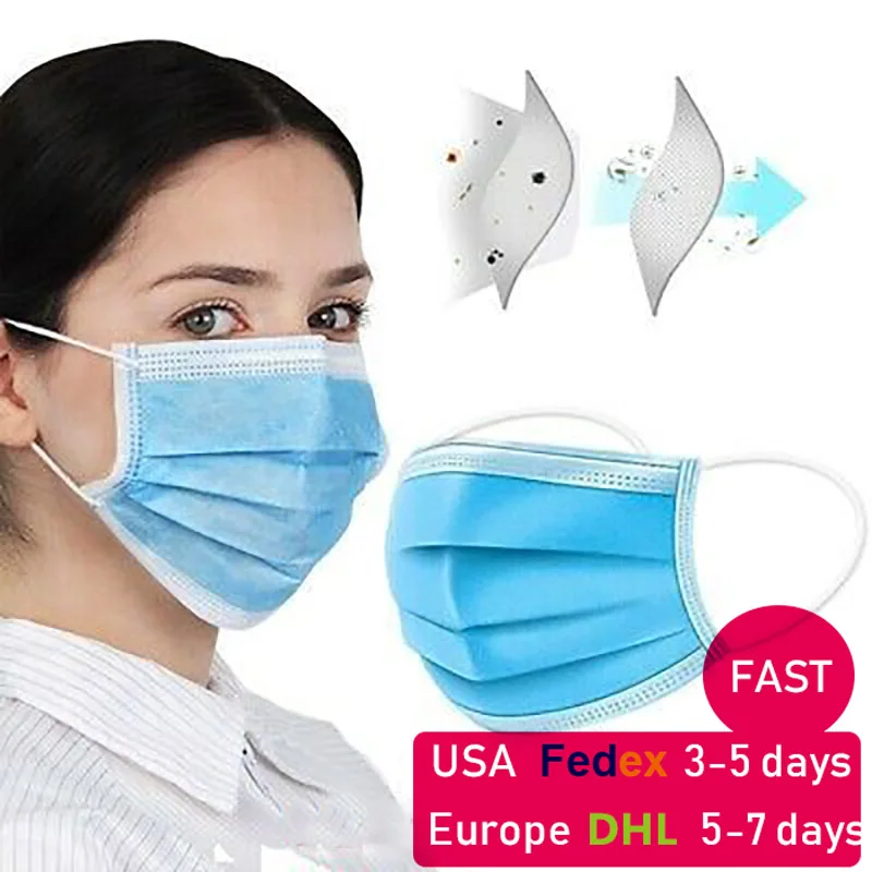 

3 Layer Mask dust protection Masks Disposable Face Masks Anti-Virus Elastic Disposable Dust Filter Safety Mask For Hair Salon