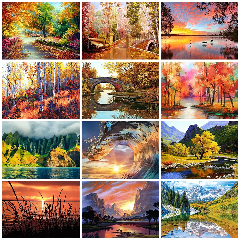 GATYZTORY DIY Painting By Numbers HandPainted Oil Painting Landscape Picture Paint Drawing On Canvas Home Decoration Unique Gift|Paint By Number| - AliExpress