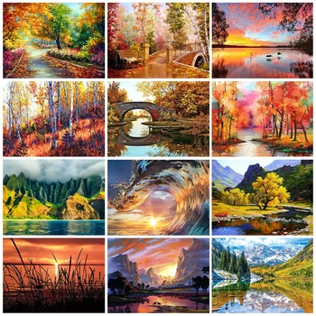 

GATYZTORY DIY Painting By Numbers HandPainted Oil Painting Landscape Picture Paint Drawing On Canvas Home Decoration Unique Gift
