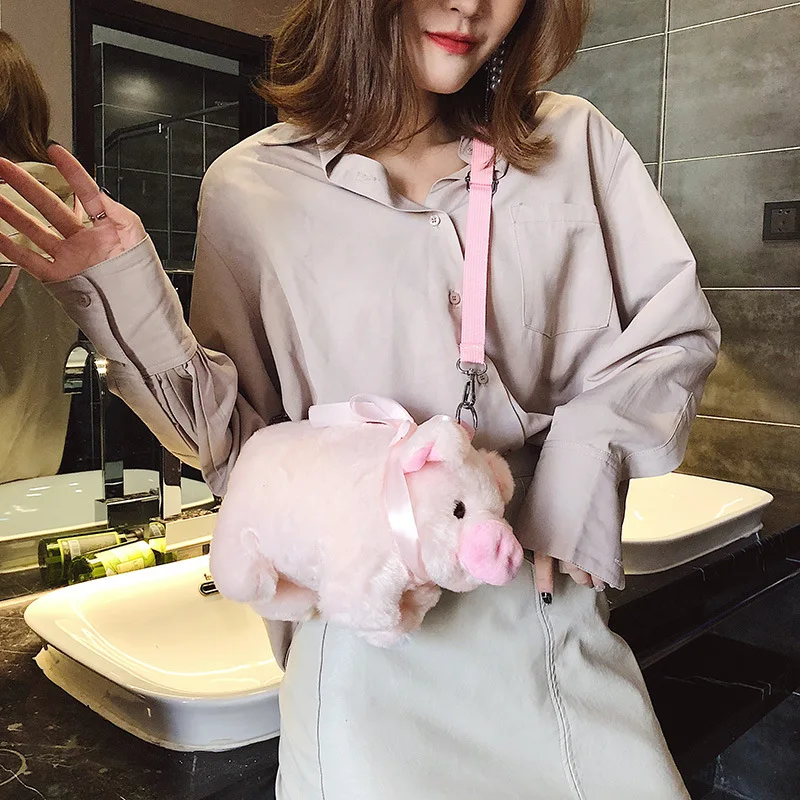 

Handbag 2019 Versitile Fashion Plush Cute Shoulder Bag Plush Pig Bag Cartoon Korean-style Children WOMEN'S Bag