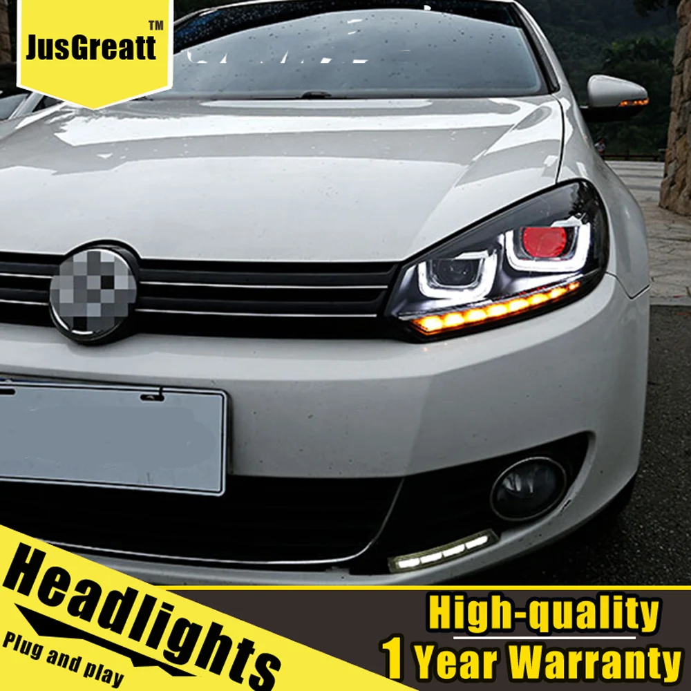 Пара для Гольф светодиодный фары 2010-2012 golf HID фары биксеноновые фары противотуманные дневные ходовые огни динамический поворот
