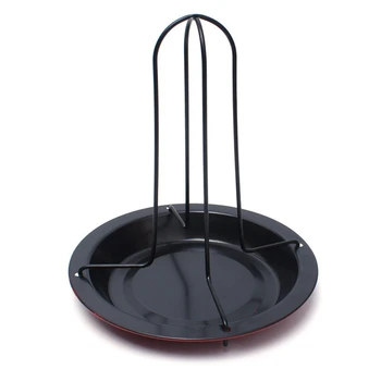 

1 Set Carbon Steel Chicken Roaster Rack With Tray Non-Stick Bbq Grilling Cooking Pans Barbecue Tools Kitchen Gadgets