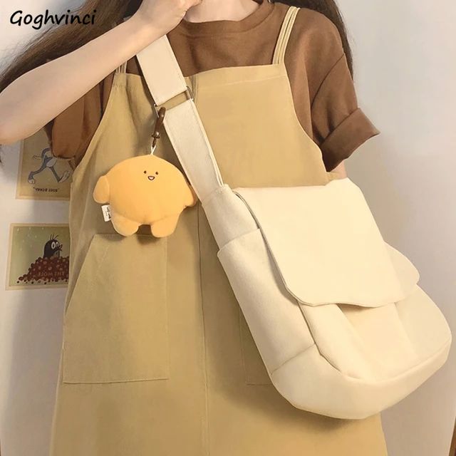 Crossbody Bag Retro Messenger Bag Large Capacity Canvas Shoulder Bag  All-match Student Handbag Simple Japanese Solid Female Bags - AliExpress