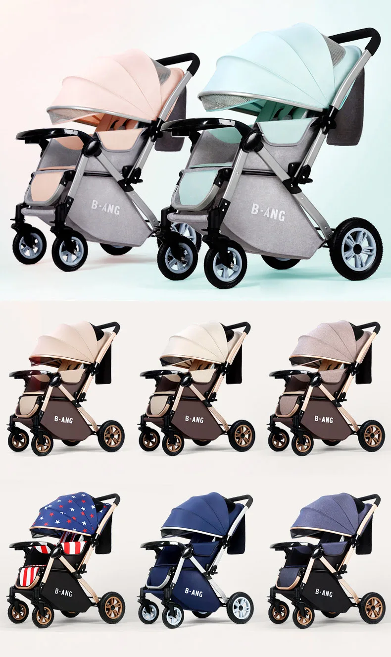 Reversible Baby Stroller Portable Foldable Infant Travaling Carriage Anti-vibration Newborn Pram with Gifts for 0-3 Years Old