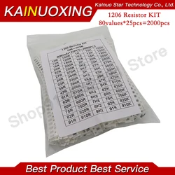 2000pcs 1206 SMD Resistor Kit Assorted Kit 1ohm-1M ohm 5% 80valuesX 25pcs=2000pcs Sample Kit
