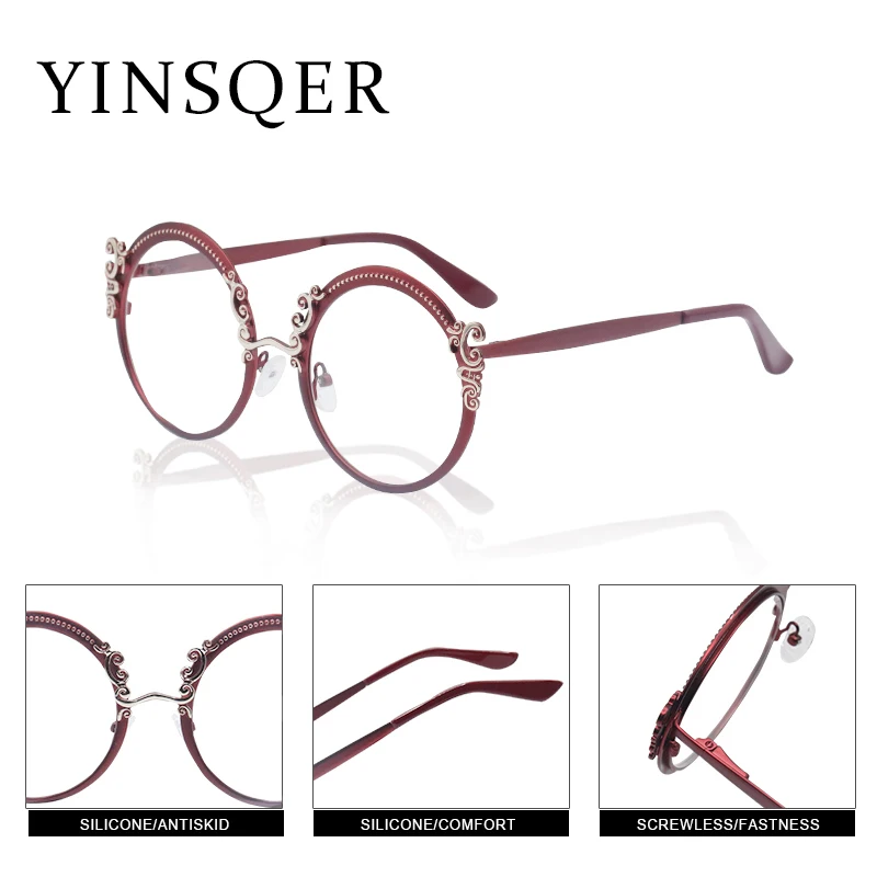 YINSQER Ретро стиль необычные женские очки для близорукости оправа женщин круглые