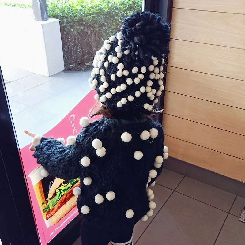 

Inarm Childrenswear Customizable Girls Baby Entirely Handmade Ball Sweater Customization of Individual Character Sweater Cardiga