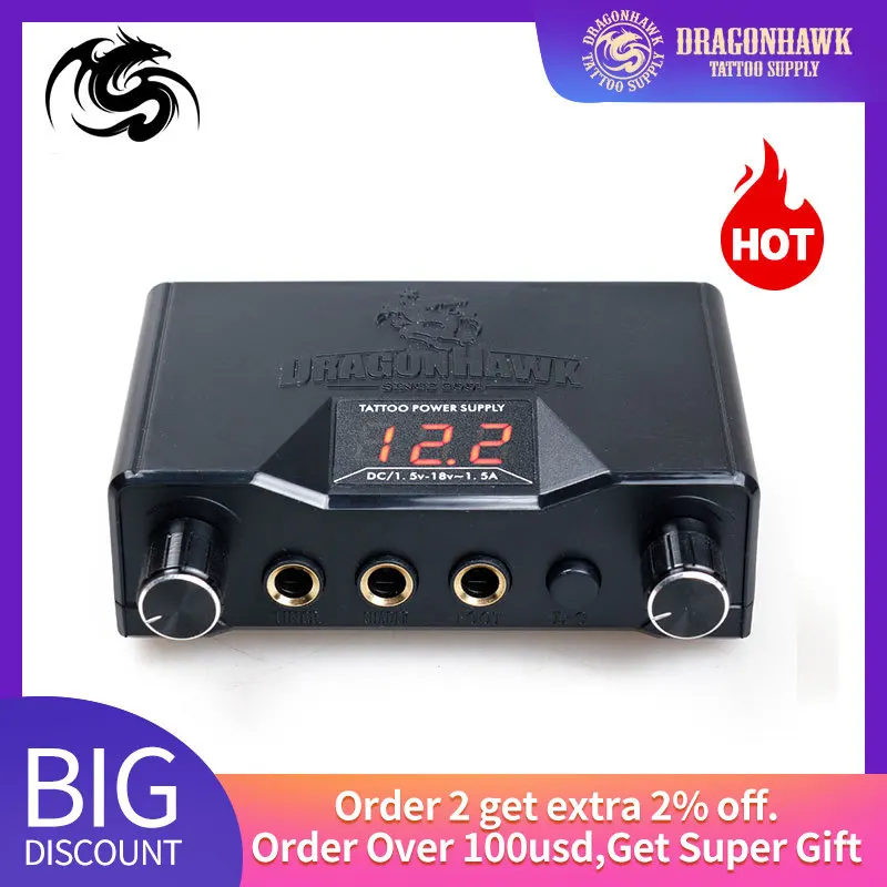 Dragonhawk Lcd двойная тату машина пистолет источник питания P069 | Красота и здоровье