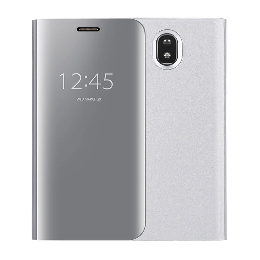 Silver Чехол-книжка с зеркальным покрытием кожаный чехол для samsung Galaxy J7 Pro J5 J3 J 5 7 3 SM J730F J530F J330F SM-J330F SM-J530F чехол для телефона - Цвет: Silver