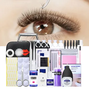 

22pcs Eyelash Extension Kit Practice Exercise Professional False Tweezers Lashes Grafting Makeup Training Artificial Fiber Glue