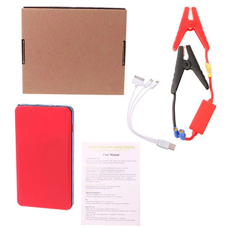 Red 12V 20000mAh Multi-Function Car Jump Starter Power Bank Emergency Charger Booster Battery - Цвет: Red