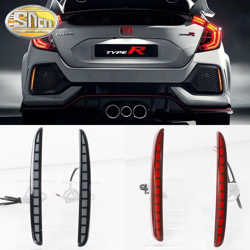 2 шт. для Honda Civic type R Многофункциональный светодиодный задний бампер противотуманная фара тормозной светильник динамический сигнал поворота отражатель