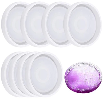 

8 Pack Silicone Round Coaster Molds - Silicone Mold, Clear Epoxy Molds for Casting with Resin, Concrete, Cement and Polymer Clay
