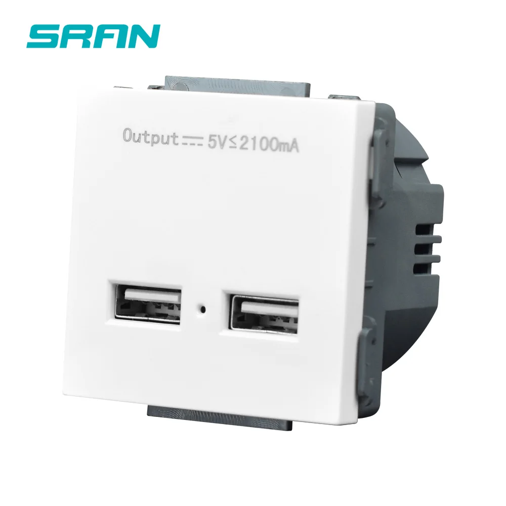 SRAN 52*52 2usb outlet 5v2.1A wall Switch socket function module accessories suitable for 86*86 panels | Обустройство дома