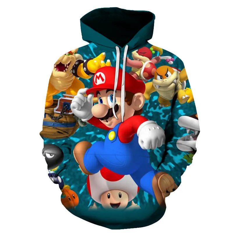 Осень, стиль, 3d толстовки, мультфильм Супер Марио, 3d принт, толстовка с капюшоном, Повседневный пуловер, 3d куртка, пальто, S-6XL