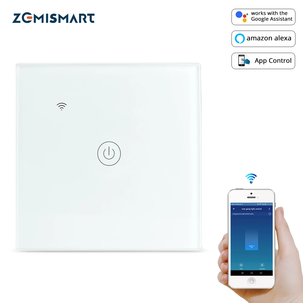 Ceny Zemismart Tuya włącznik światła wi fi nie wymaga przewodu neutralnego jeden dwa trzy Gang Alexa Google Home Assistant inteligentna kontrola życia