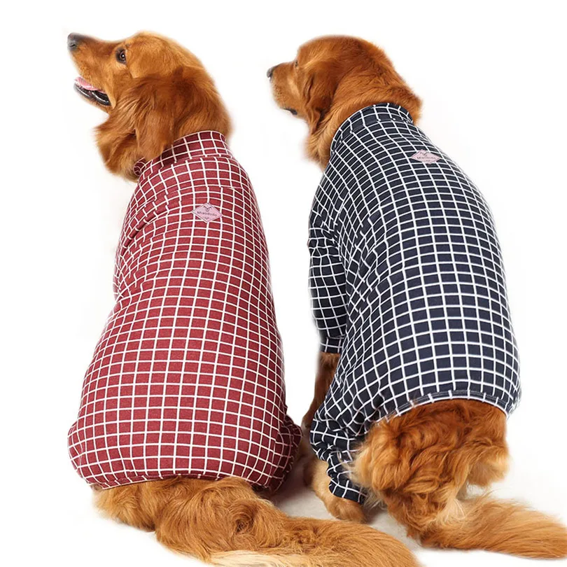 

Plaid Big Dog Clothes 100% Cotton Large Dog sweater for Labrador Doberman Boxer Pullover Pajamas/Full Coverage vetement chien
