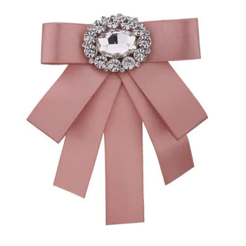 

i-Remiel New Tie Bows Brooch Rhinestone Cloth Art Pins And Brooches Ladies Broaches Collar Decoration Groom Blouse Jewelry Badge