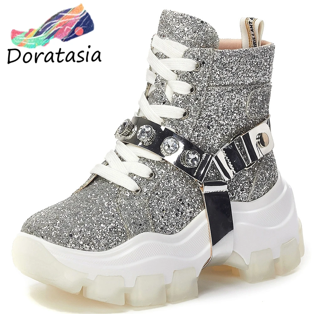 

DORATASIA New Luxury Brand Designer Booties Ladies High Platform Ankle Boots Women 2020 Girl Docorating Shoes Woman