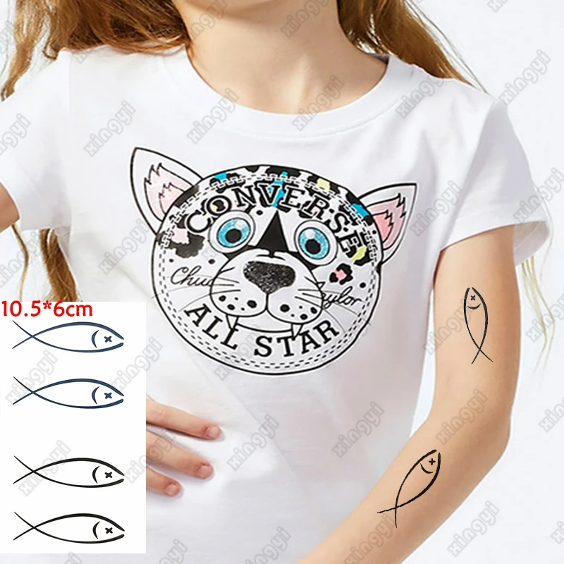 

Waterproof Temporary Tattoo Sticker Small Goldfish Flash Tatoo Children Women Black Cute Cat Body Art Fake Tatto Men Kids
