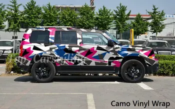 

Coloful Pixel camouflage Vinyl Wrap car wrap covering self adhesive sticker with air release PROTWRAPS size 1.52x10m/20m/30m