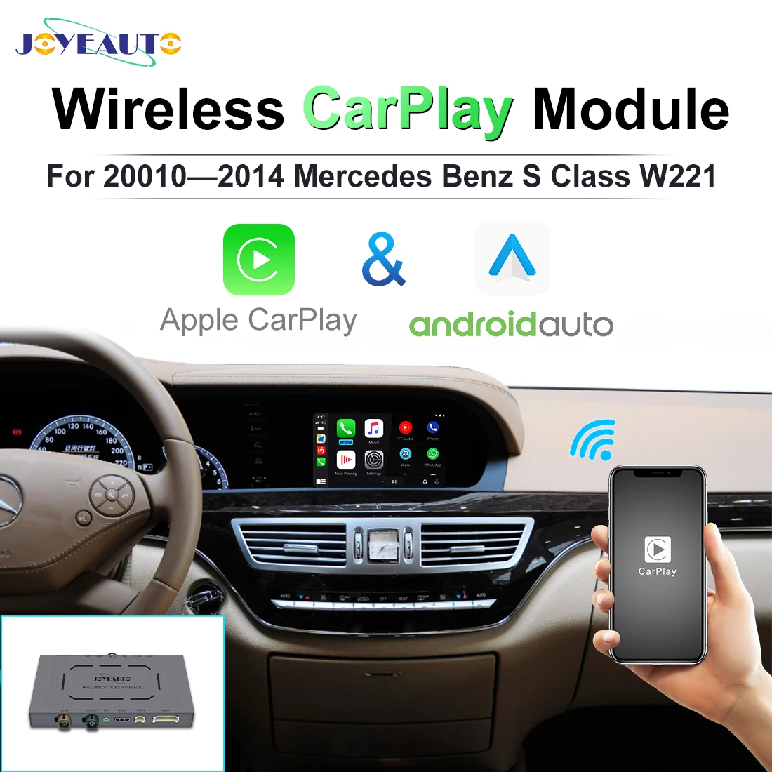 

For 2010-2014 Mercedes Benz Class W221 Apple Carplay Module iOS13 Android Mirror Car Play Android Auto Wired AI Box Carplay