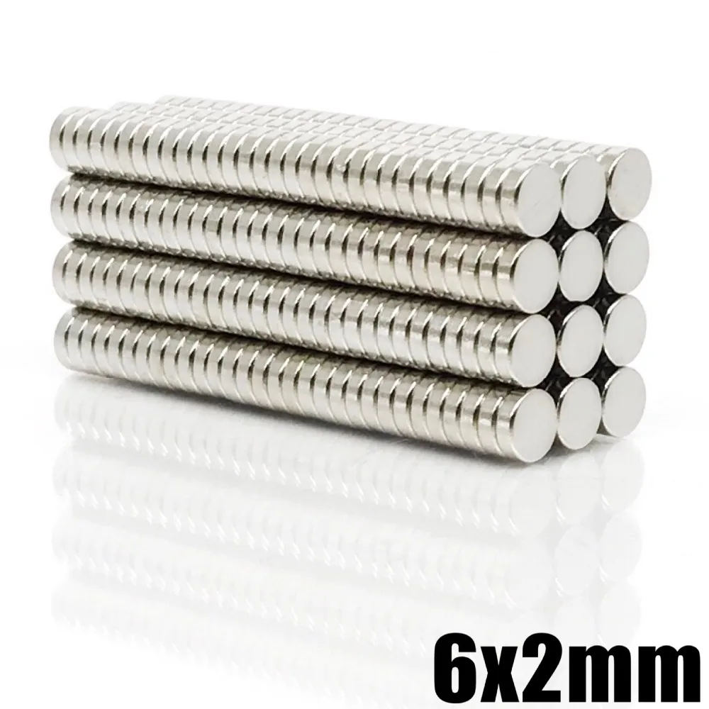 50/100/200/500/1000 Pz 6X2 Magneti A Disco Al Neodimio Ndfeb Rotondi Super Potenti E Potenti Dia N35 Magnete In Terre Rare 6*2