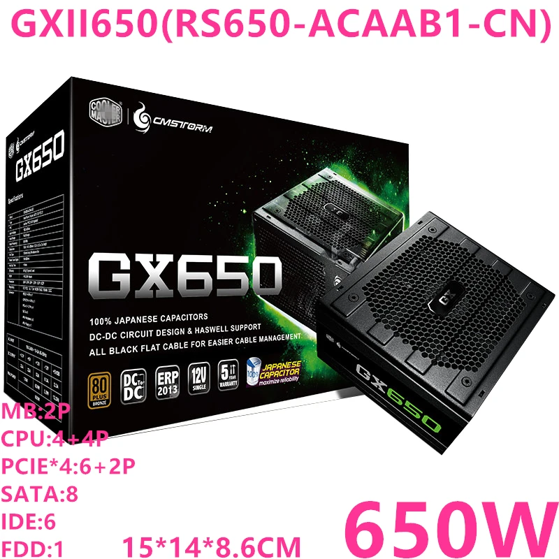 Best Price New PSU For Cooler Master Brand GX650 ATX12V 80plus Bronze Silent Game Power Supply 650W Power Supply GXII650(RS650-ACAAB1-CN)
