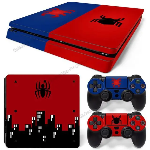 Disney PVC Skin Sticker PS4 Slim Game Console Full Body Marvel Spiderman Cartoon Gamepad Cover for Controller Decal Accessories TN-PS4Slim-2007