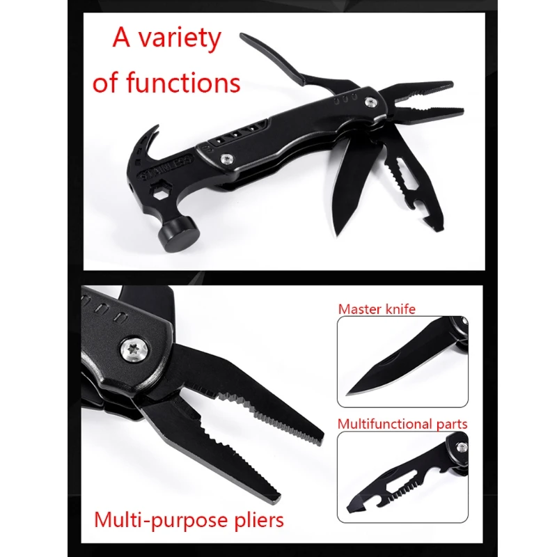 

Multifunctional Hammer Pliers Screwdriver Folding Knife EDC Multitool Outdoor