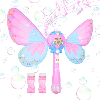 

Bubble Machine Blower with Bubble Solution for Kids, Musical Light up Butterfly Bubble Wand for Party, Outdoor Indoor Games