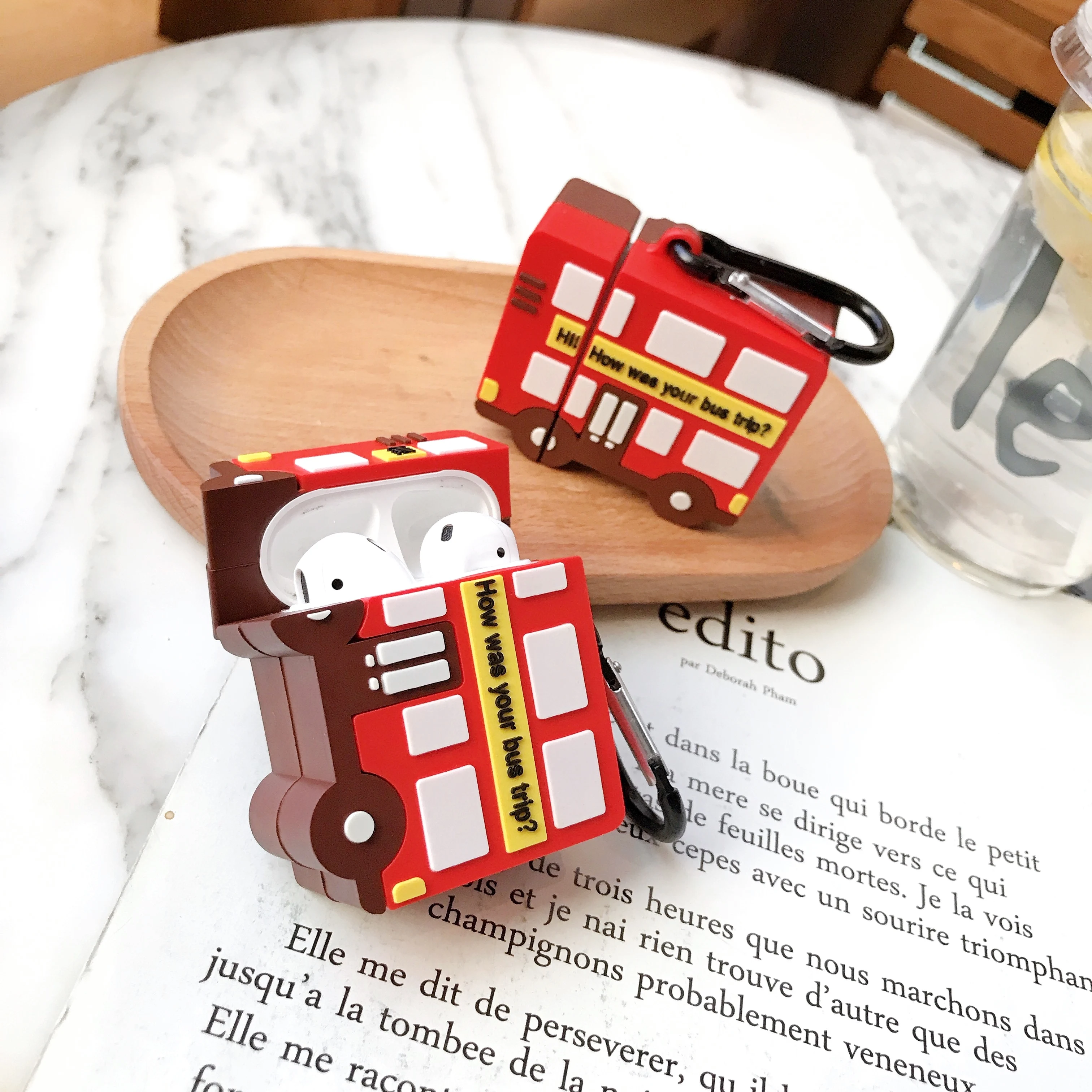 

cute sightseeing bus Case for Airpods Case Silicone Headphone Protector Cover for Apple Airpods wireless charging box protector
