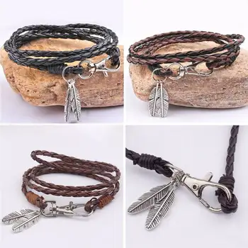 

Vintage Mens Women Ladies Surfer Leather Cord Bracelet Wristband Bracelet Hand Chain Gift