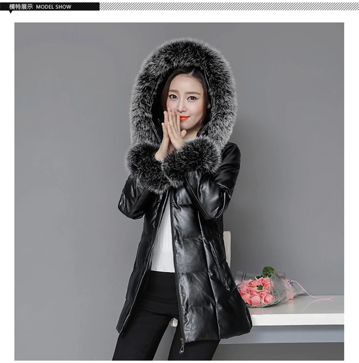 M-4XL! Женское пальто большого размера, новинка года, зимняя кожаная куртка с густым меховым воротником, модные теплые Брендовые пальто из овечьей шерсти