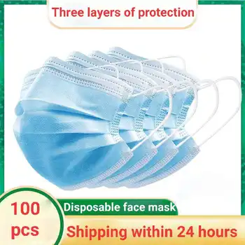 

Disposable face mask with three layers of dust and droplets for breathable civil adult thickened muzzle and nose mask