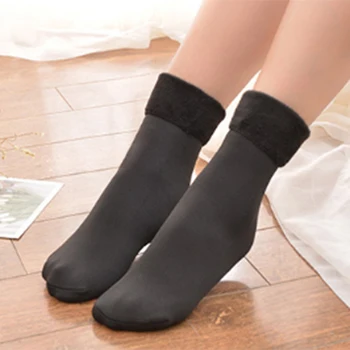 

Women Mid Tube Floor Socks Casual Solid Color Plus Velvet Thick Warm Snow Socks