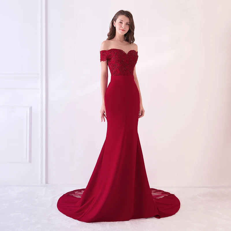 wine red Красивое кружевное темно-синее вечернее платье Emily с бусинами и блестками, длинное платье На Шнуровке Для формальной вечеринки, выпускного вечера, длина до пола, robe de soiree - Цвет: wine red