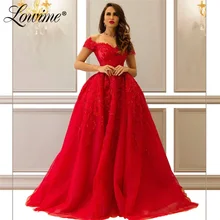 Красное вечернее платье с открытыми плечами, кружевные платья выпускные платья с аппликацией, длинное арабское вечернее платье для особых случаев