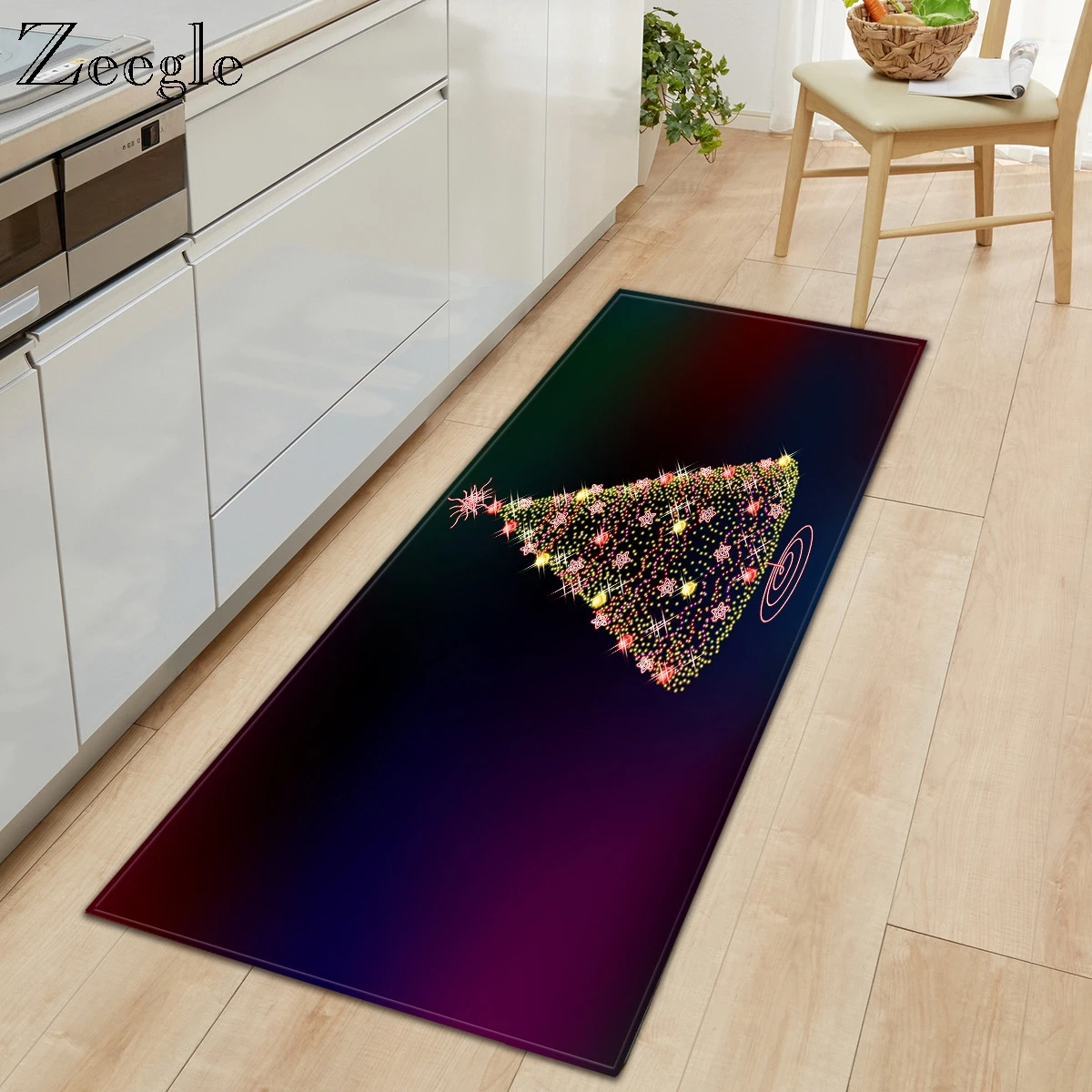 

Zeegle Flannel Christmas Carpet Home Decoration Kitchen Floor Door Mat Entrance Door Mat Non-Slip Floor Mat Soft Bathroom Rug