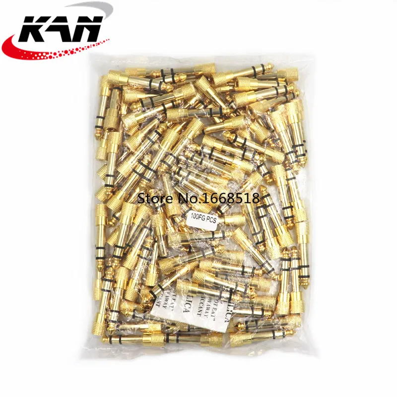 Adaptador de Áudio Estéreo para Auscultadores Conectores para Casa Microfone Plugue Macho para Fêmea Jack 63 mm 35 mm 100 Pcs