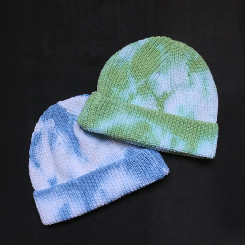 

2020 Tie-dyed Wool Hat Men and Women Retro Hip-hop Knitted Hat Fashion Autumn Winter Hedging Cap